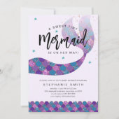 Invitation Baby shower de sirène pourpre et Turquoise (Devant)