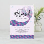 Invitation Baby shower de sirène pourpre et Turquoise (Debout devant)