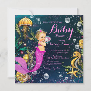 Invitation Baby shower de sirène rose