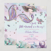 Invitation Baby shower de sirène sous la mer Créatures fille (Devant / Derrière)