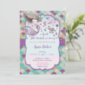 Invitation Baby shower de sirène sous la mer Créatures fille (Debout devant)