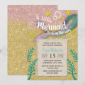 Invitation Baby shower de sirène sous la Parties scintillant (Devant / Derrière)