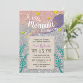 Invitation Baby shower de sirène sous la Parties scintillant (Debout devant)