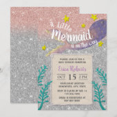 Invitation Baby shower de sirène sous la Parties scintillant (Devant / Derrière)