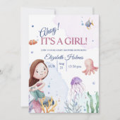 Invitation Baby shower de sirène Vie marine aquarelle (Devant)