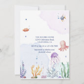 Invitation Baby shower de sirène Vie marine aquarelle (Dos)