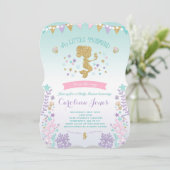 Invitation Baby shower de sirènes rose Turquoise v (Debout devant)