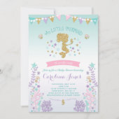 Invitation Baby shower de sirènes rose Turquoise v (Devant)