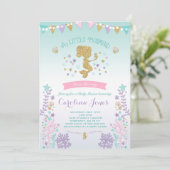 Invitation Baby shower de sirènes rose Turquoise v (Debout devant)