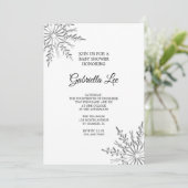 Invitation Baby shower de snowflake d'hiver (Debout devant)