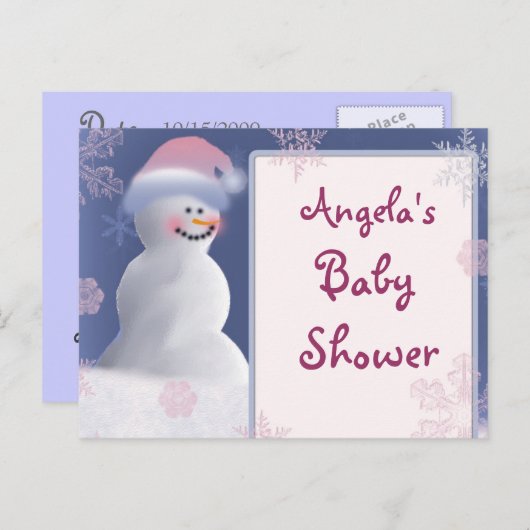 Invitation Baby shower de Snowman (Devant / Derrière)