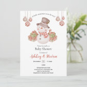 Invitation Baby shower de Snowman Woodland (Debout devant)