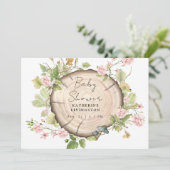 Invitation Baby shower de soie à fleurs blanches (Debout devant)