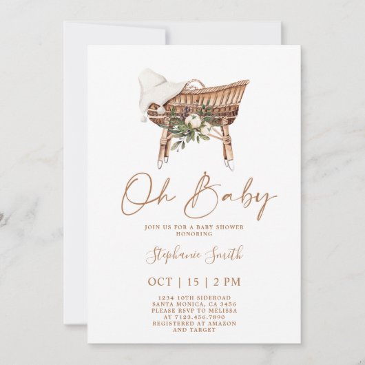 Invitation Baby shower de soins infirmiers Bassinet (Devant)