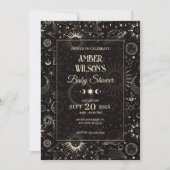 Invitation Baby shower de soleil de lune astrologique mystiqu (Devant)