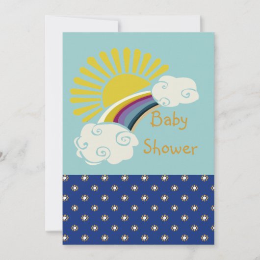 Invitation Baby shower de soleil et d'arc-en-ciel (Devant)