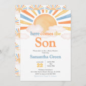 Invitation Baby shower de soleil garçon (Devant / Derrière)