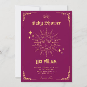 Invitation baby shower de soleil mystique de l'art vintage de