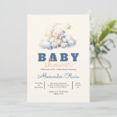 Invitation Baby shower de sommeil de l'ours en peluche mignon (Debout devant)