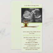 Invitation Baby shower de sonogramme de la Chouette verte (Devant / Derrière)