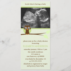 Invitation Baby shower de sonogramme de la Chouette verte