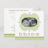Invitation Baby shower de sonogrammes verts (Devant / Derrière)