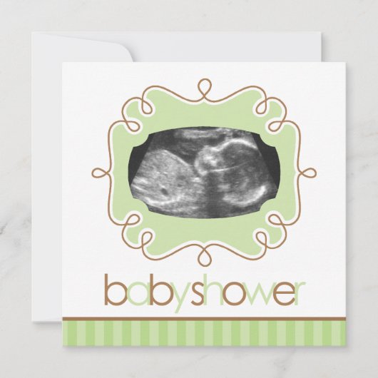 Invitation Baby shower de sonogrammes verts (Devant)