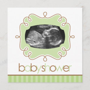 Invitation Baby shower de sonogrammes verts