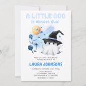 Invitation Baby shower de sorcière Blue Little Boo Ghost (Devant)