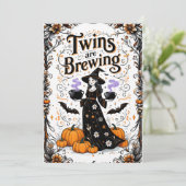 Invitation Baby shower de sorcière d'Halloween - Les jumeaux (Debout devant)