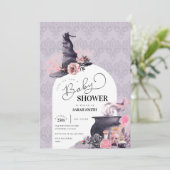 Invitation Baby shower de sorcière Halloween (Debout devant)