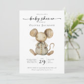 Invitation Baby shower de souris de jouets en aquarelle simpl (Debout devant)