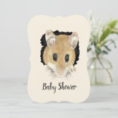 Invitation Baby shower de souris pour bébé aquarelle (Debout devant)