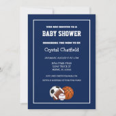 Invitation Baby shower de sports bleu marine (Devant)