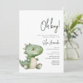 Invitation Baby shower de Stegosaurus animal mou de forêt (Debout devant)