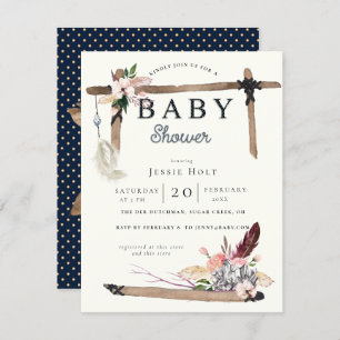 Invitation Baby shower de style boho occidental