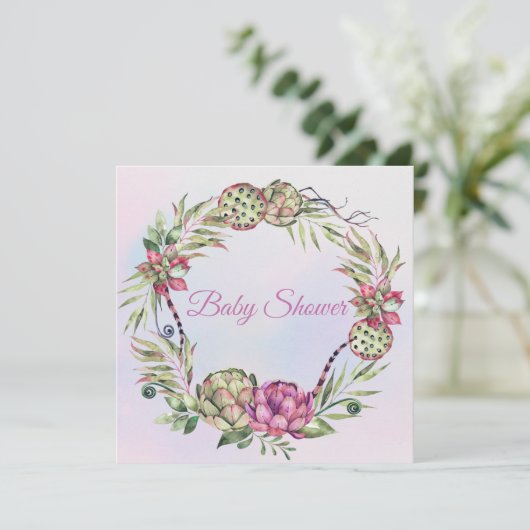 Invitation Baby shower de succulents (Debout devant)