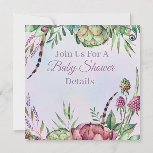 Invitation Baby shower de succulents (Dos)