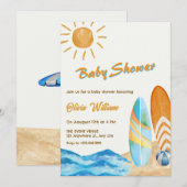 Invitation baby shower de surf beach party (Devant / Derrière)
