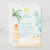 Invitation Baby shower de Surf de plage de bord bébé (Devant)