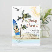Invitation Baby shower de surf de plage de marque personnalis (Debout devant)
