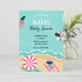 Invitation Baby shower de surf d'été de plage bleue (Debout devant)