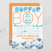 Invitation Baby shower de surfer Boy (Devant / Derrière)