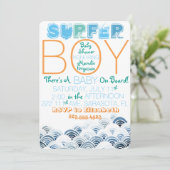 Invitation Baby shower de surfer Boy (Debout devant)
