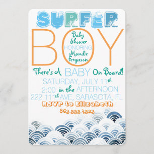 Invitation Baby shower de surfer Boy