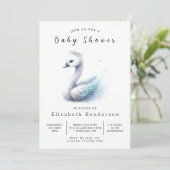 Invitation Baby shower de Swan numérique Pastel (Debout devant)
