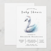 Invitation Baby shower de Swan numérique Pastel (Devant / Derrière)