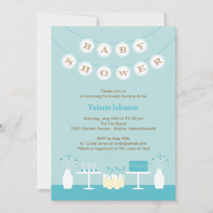 Invitation Baby shower de table douce - Bleu