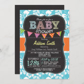 Invitation Baby shower de tableau de bord à fleur d'Hibiscus (Devant / Derrière)