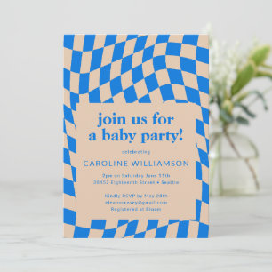 Invitation Baby shower de tableau de bord Abstrait bleu rétro